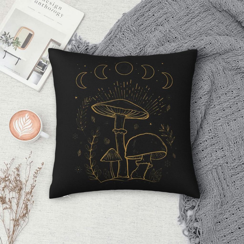 Goblincore Aesthetic Dark Academia Cottagecore Mushroom Square Pillow Covers Car Cushion Case Cute Decorative Throw Pillow Case