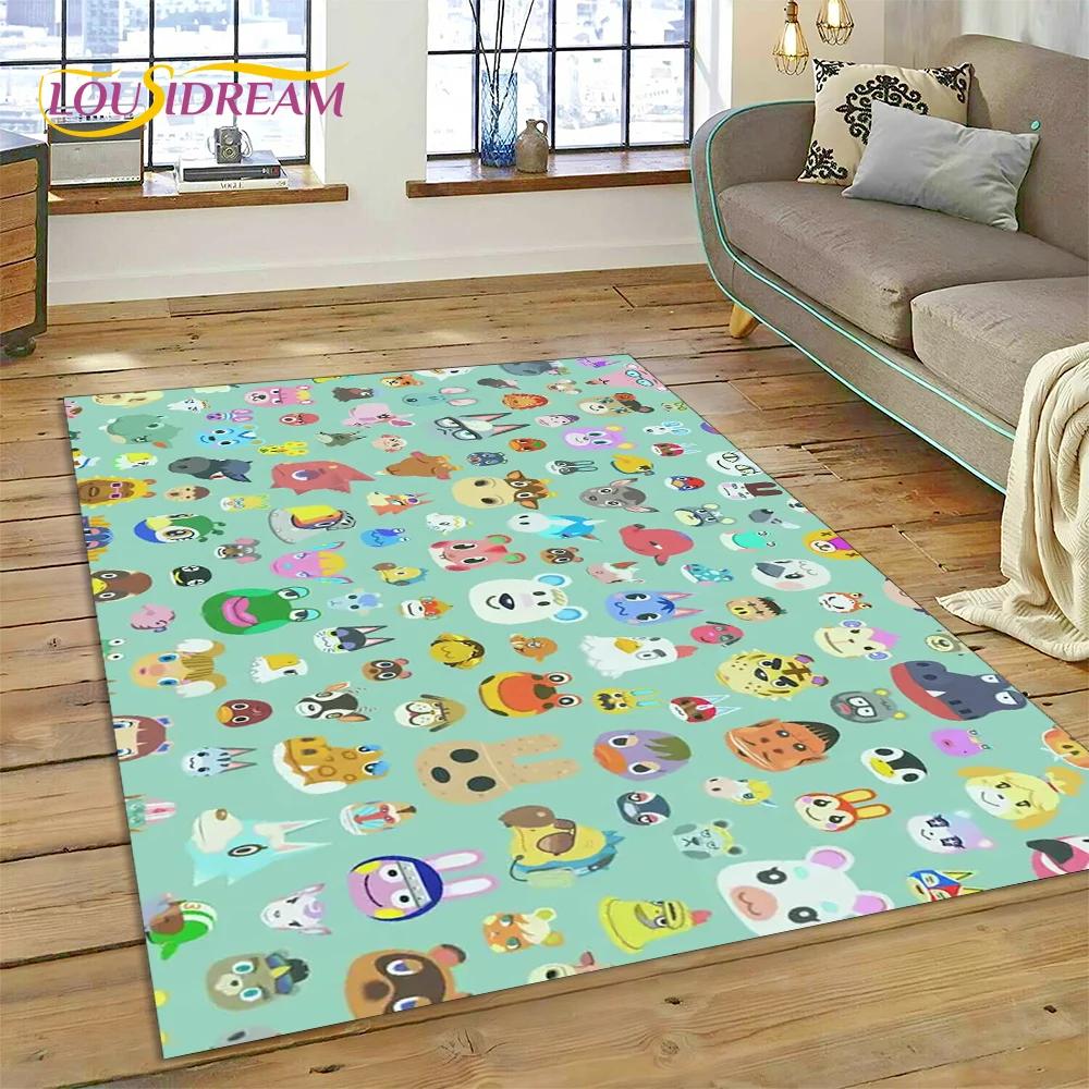 Niedlicher 3D-Cartoon-Teppich mit Animal Crossing New Horizons für Wohnzimmer, Schlafzimmer, Heimdekoration, rutschfeste Dekoration für Sofa, Kindergeschenk
