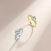 925 Silver Egg Moissanite Ring Ins Style Leaf Pattern Elegant Proposal & Couple Finger Jewelry