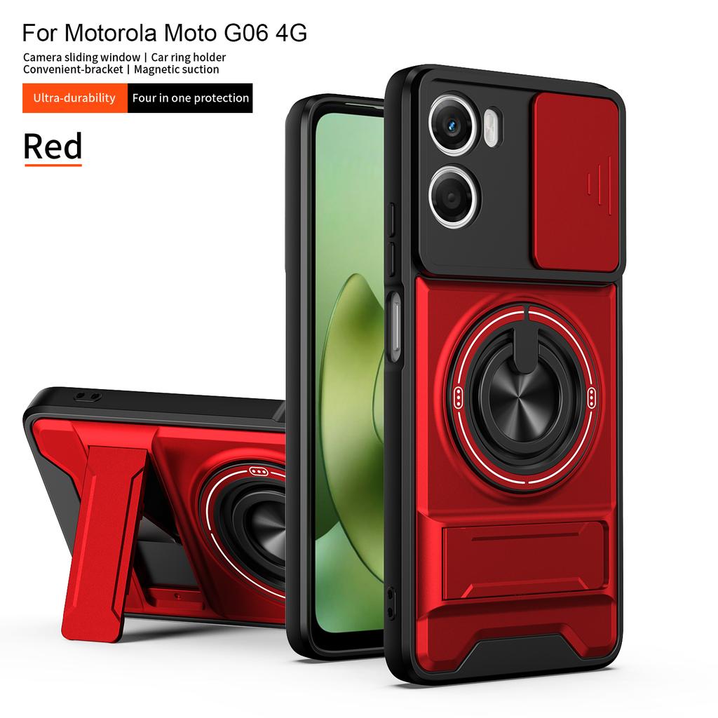 Para Capa Motorola G06 Capa Power Moto G06 Capas Moto G06 Suporte Dobrável Magnético Magsafe Armadura Militar Capa de Proteção da Câmera