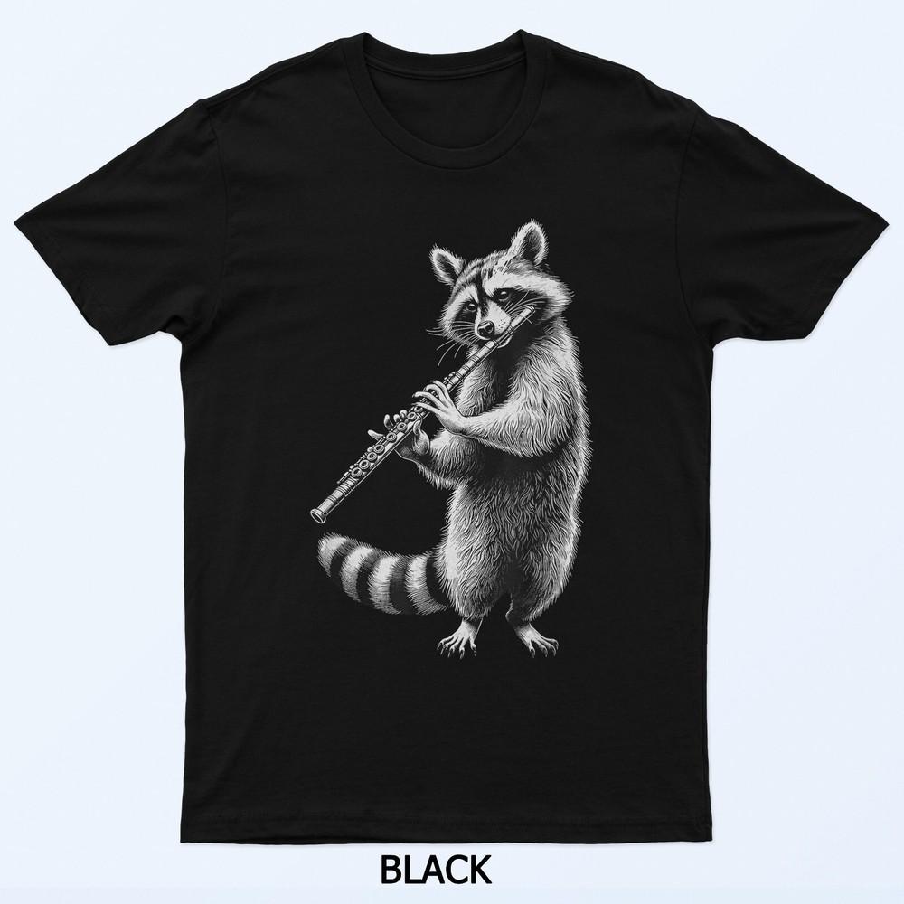 

Raccoon Playing Flute Flutist Player Instrument Musician T-Shirt XL