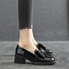Genuine Soft Leather British Style Women's Square Toe Loafers New Design Spring Fall Bow Detail Mid Heel Casual Shoes Hot Sale