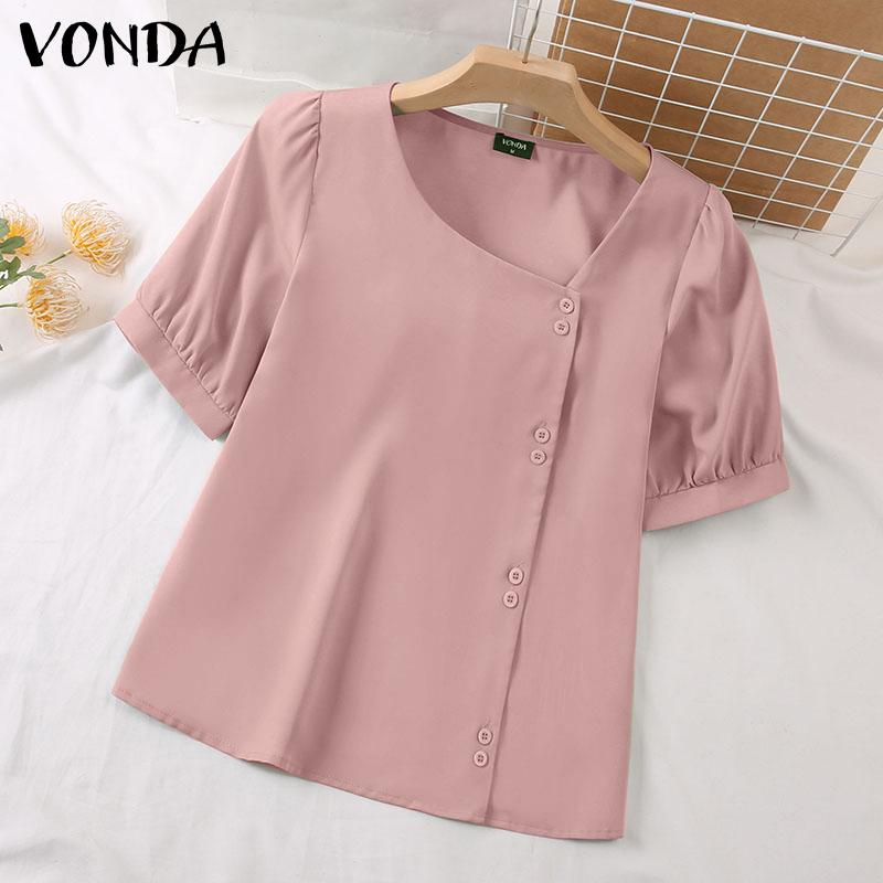 

VONDA Летние женские повседневные свободные топы с квадратным вырезом и пышными рукавами