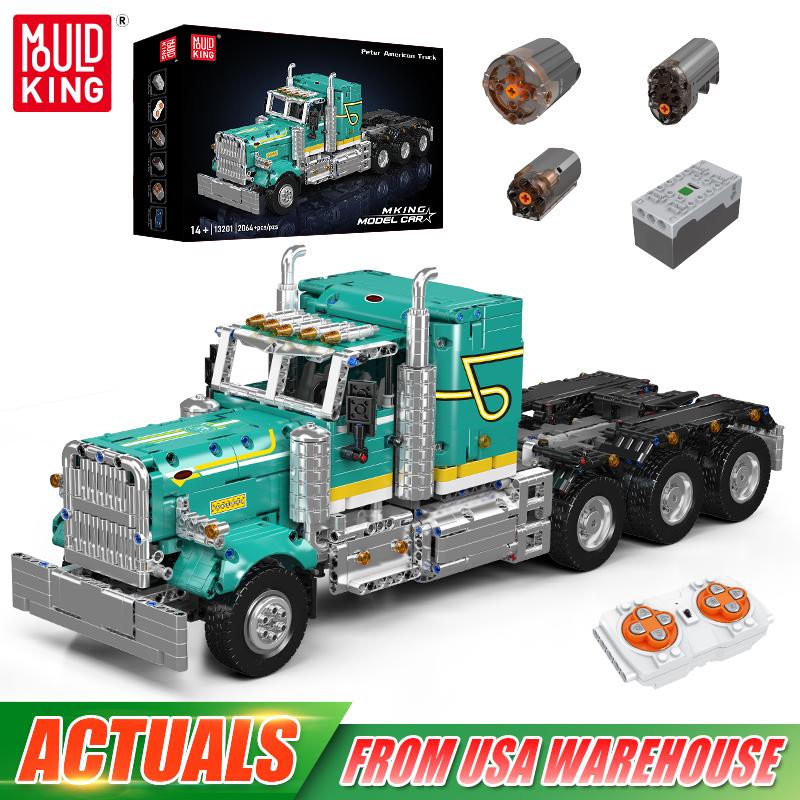 Mould King 13201 Technical Car Toys RC American Truck Building Block Motorized Enginerring Truck Brick Set Kids Christmas Gift
