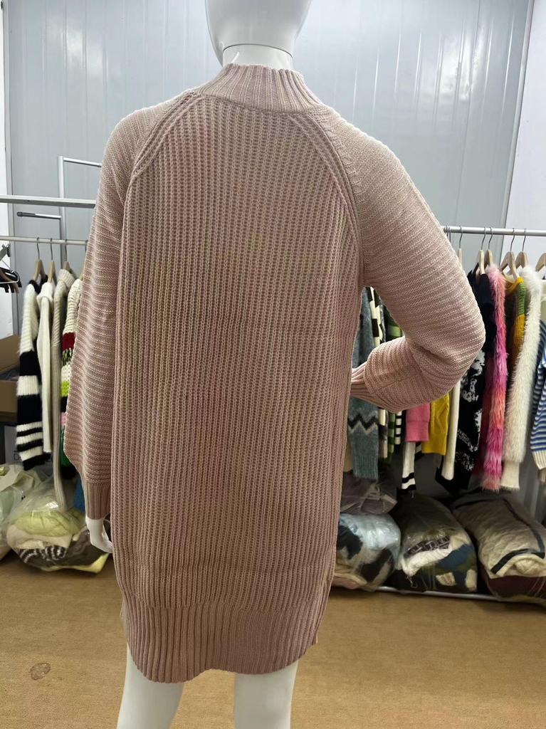 Autumn/Winter Solid Color Long-Sleeve Turtleneck Sweater Dress for Women
