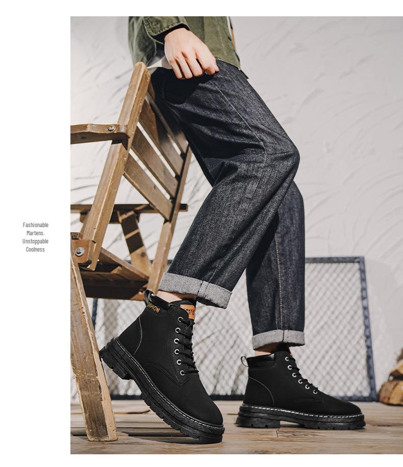 2026 Summer Men's Plus Size Martin Boots - British Style Trendy Leather High-Top Work Boots