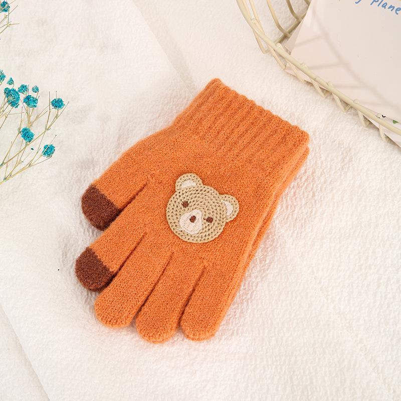 Luvas de Inverno Infantis Fofas de Urso Estilo Coreano - Quentes, À Prova de Frio, Design de Cinco Dedos para Meninos e Meninas