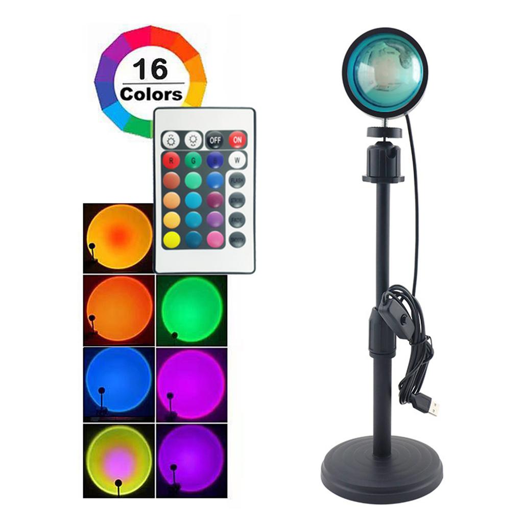 16 Color RGB Projection Lamp Sunset Light with Stand & Remote 360 degrees  Rotating Atmosphere Decor