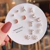 Titanium Steel One-week Stud Earrings 1 Combination Korean Fringed Bow Ins Versatile Cute Earrings for Women