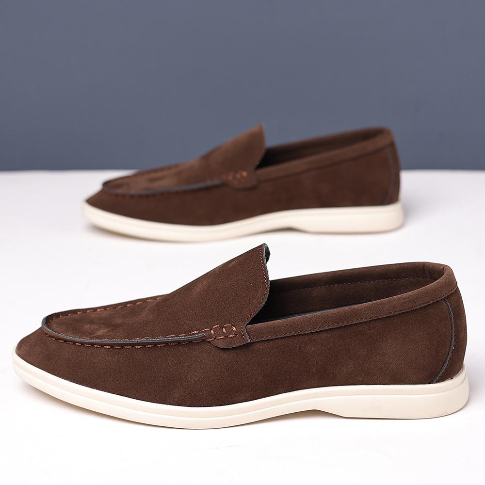 Fashion Stylish Trendy Outdoor Lazy Loafers Suede Leather Men's Slip on Shoes Summer New Driving Flats Casual Shoes Man Driving Footwear