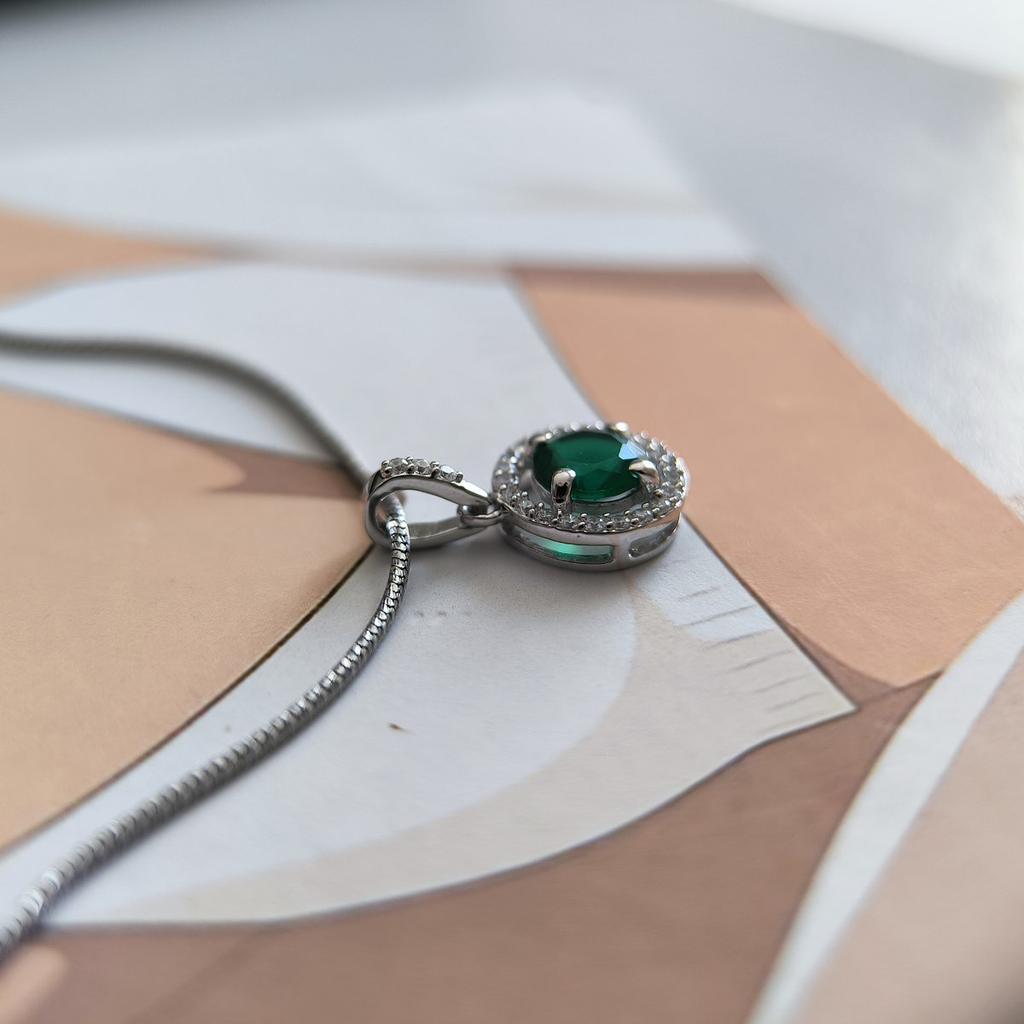 Серебряная подвеска с изумрудом nano 0.9ct (2205906)