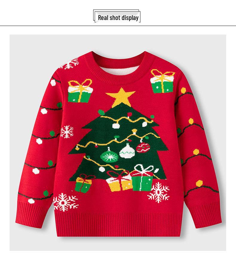 2025 Kids' Winter Christmas Tree Sweater - Boys & Girls Knit Pullover Base Layer