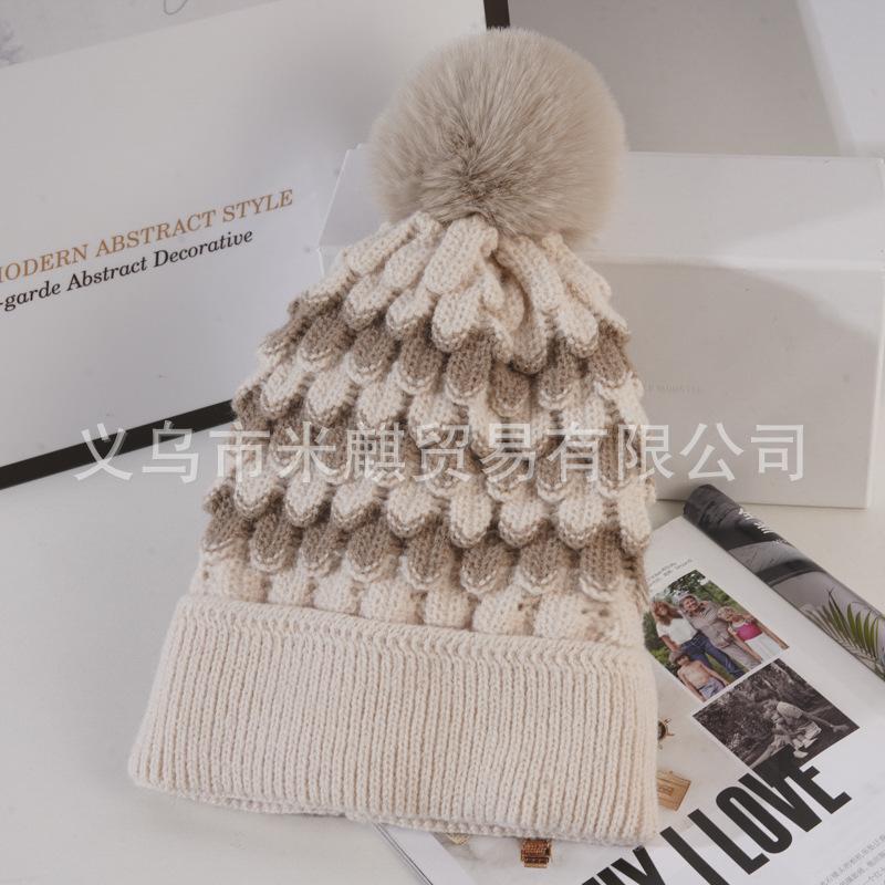 

2023 Hat Children s Warm Thick Knitted Korean Version Versatile Head Waist Student Plush Ear Protector бежевый