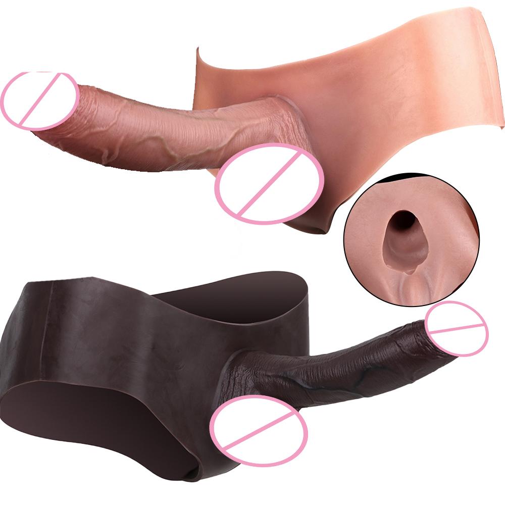 SXXY Esnek Silikon Koşum Takımı Külot Hiper Gerçekçi Delikli Dildo Kılıfı Giyilebilir Erkek Kılıfı Uzun Ömürlü Samimi Yetişkin Çift