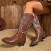 Herbst Winter Neue Damenstiefel Kniehohe Cowboy Ritterstiefel Frau Langer Schaft Stickerei Retro Botas Mujer Bottes Femmes