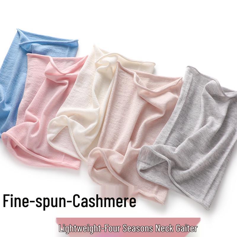 

Unisex Pure Cashmere Thin Neck Warmer: Versatile Knit Scarf for Spring and Autumn Beige