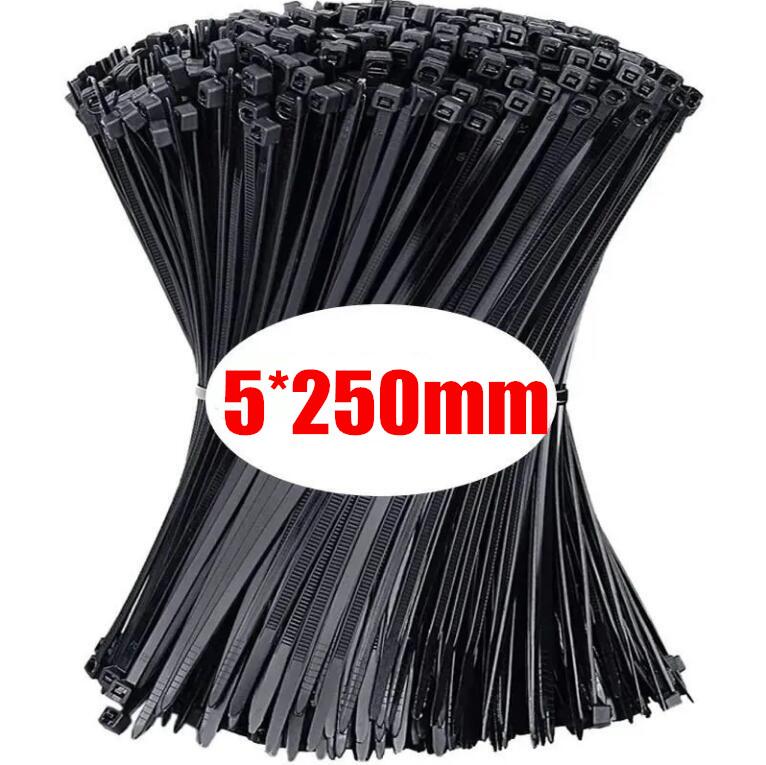 1000pcs Nylon Cable Ties Self-locking Cord Ties Straps Adjustable Cables Fastening Plastic Clamp Heat Resistant Wire Zip Tie