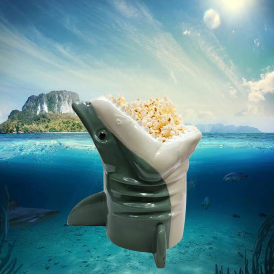 Shark Head Popcorn Bucket Realistic Movie Snack Bowl ABS Plastic Popcorn Serving Bowl Movie-themed Popcorn Bucket