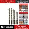 Four-Edged Eccentric Drill Bit Skewed Head High Hardness Tile Drill Bit Serrated Concrete Drill Bit Set Drilling Tool