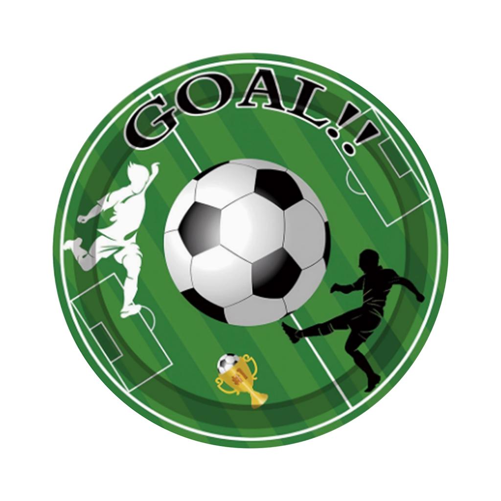 Soccer Party Paper Plates Set Disposable Tableware for Sports Events and Gatherings with Football Field and Ball Design 8 Pack