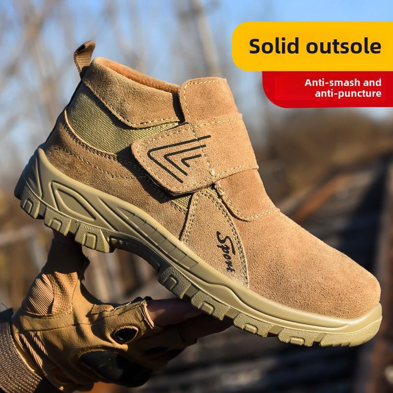Men's Steel Toe Cap Safety Shoes - Anti-Smash, Anti-Puncture, Breathable Genuine Leather, Non-Slip, Anti-Scald, Wear-Resistant.