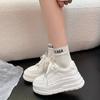 Leather little white shoes women's thick-soled heightening muffin little white shoes women's 2025 spring new versatile sports and leisure board sho