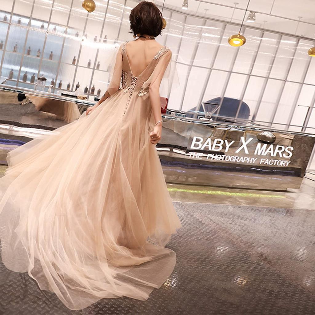 Piano Recital Long Party Evening Open 30s [EightSTAR Dress] Dress, Adult, Long, Tail, Dress, Tulle, After-Party Dress, Bride, Dress, Back, A-Line,