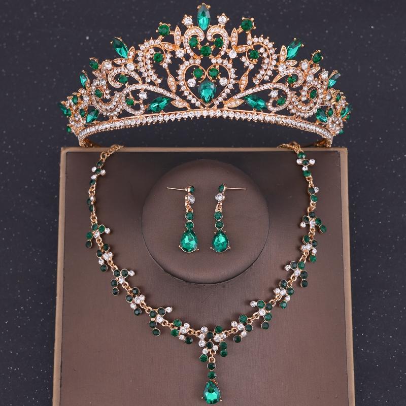 Set de cercei colier coroană de cristal de lux Set de bijuterii de mireasă cu strasuri Accesorii de păr pentru nuntă de mireasă Set de tiare pentru coroană