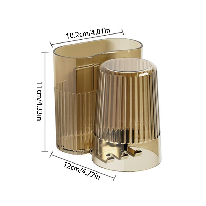 Étagère Murale Porte-Brosses à Dents Sans Perçage Salle de Bain Multifonctionnel Support à Dentifrice Rangement Tasses Rince-Bouche