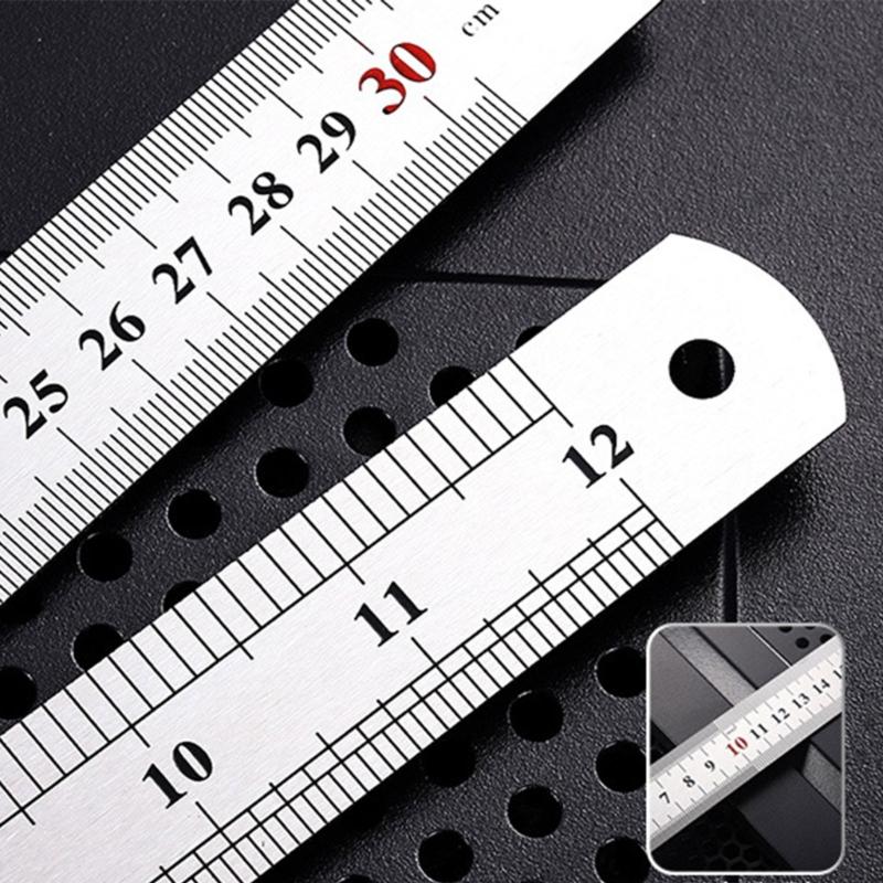 Stainless Steel Ruler with Inches Centimeters Scales Math Measuring Ruler Geometry Drafting Tool for Drawing Drafting