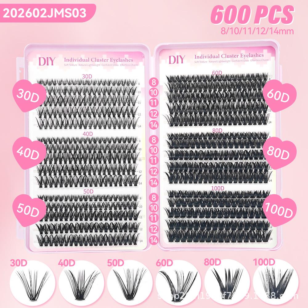 European Eyelash Book Set - 40D/60D/80D Segment Clusters, DIY Dense Curl, 32 Rows, Large Capacity