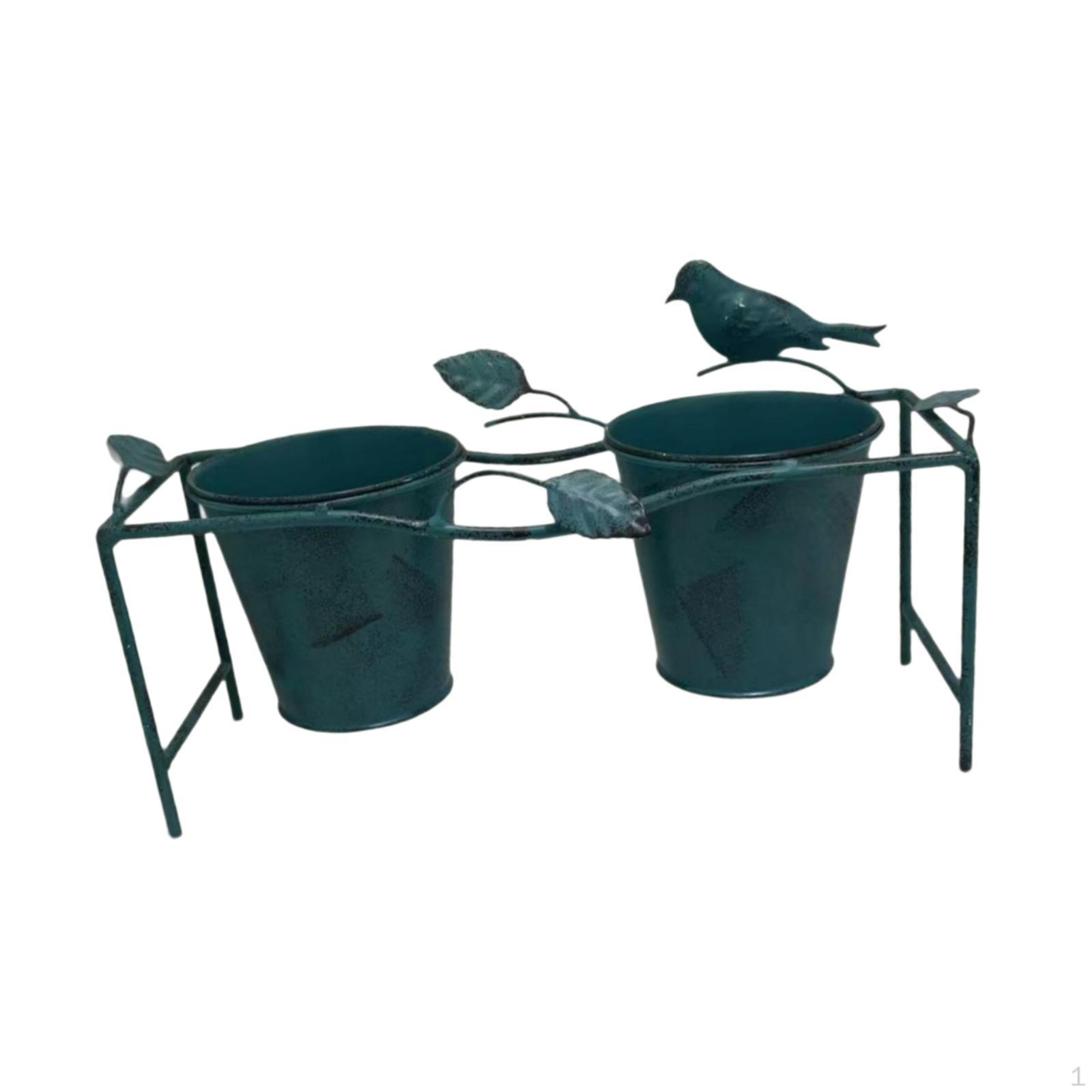 

Double Plant Pot Outdoor Planter Rustic Flowerpot Decorative Sturdy Garden Flower Bucket