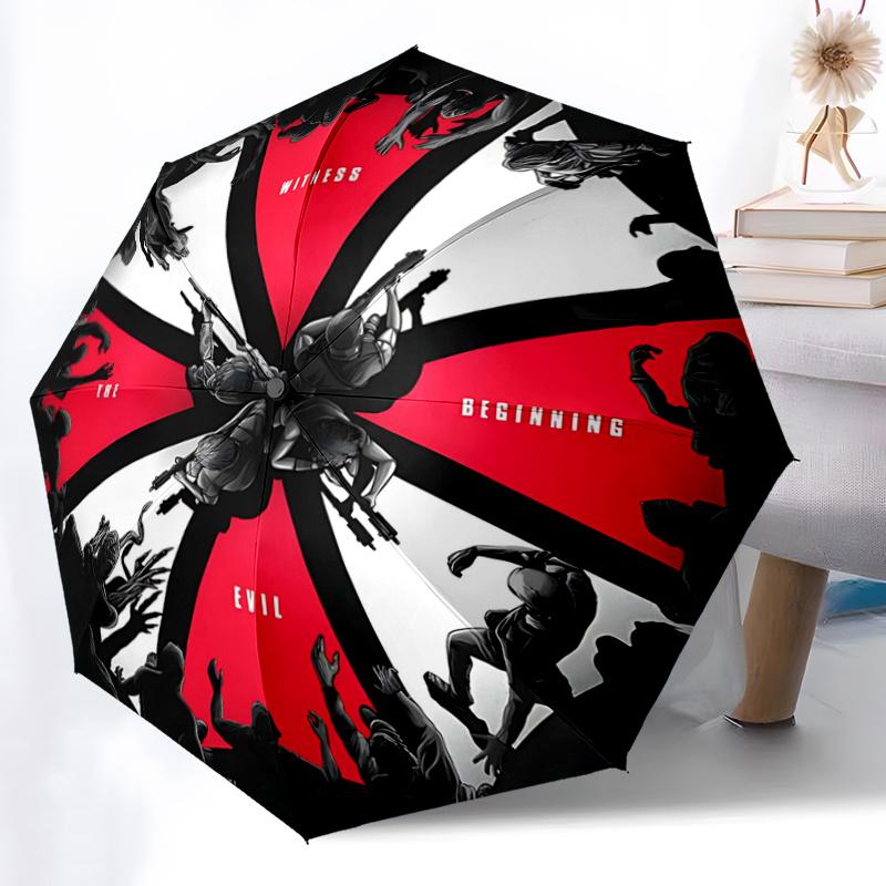 1pc Resident Evil Pattern Umbrella, Fashionable, Personalized, High-Value Folding Umbrella, a Must-Have for Summer, 8-Rib Durable Iron Frame, Tri-Fold