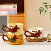 Cute Sausage Dog Ceramic Mug Stackable Coffee Milk Tea Water Cup Cute Children Breakfast Cup Household Drinkware