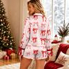 Women's Christmas Pajama Set with Button Down Shirt and Shorts Sleepwear