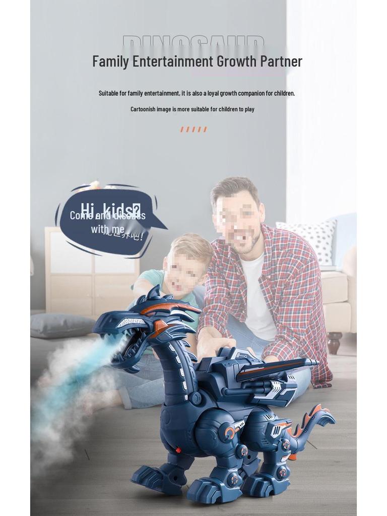 Tyrannosaurus Rex Electric Toy: Walking, Fire-Breathing Dinosaur Robot for Kids Aged 3-6