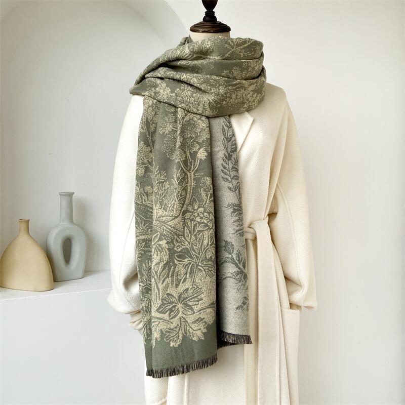 Autumn and winter new retro landscape painting elegant fashion scarf shawl high sense women's imitation cashmere warm scarf