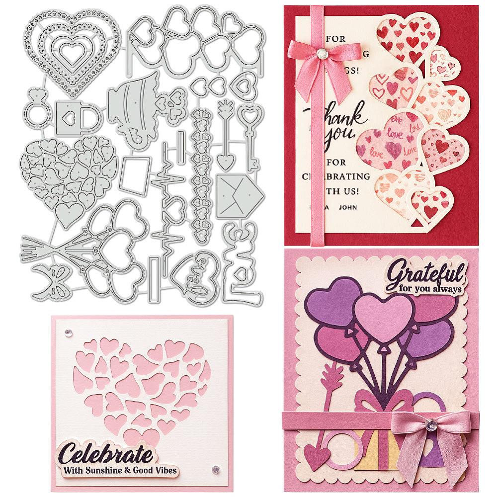 Valentine's Day Carbon Steel Cutting Dies Stencils, for DIY Scrapbooking, Photo Album, Decorative Embossing Paper Card, Heart, 149x183x0.8mm