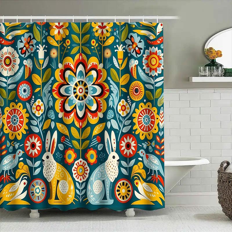 Floral Bathroom Decor Shower Curtain Nature Birds Wildflowers Farmhouse Rustic Home Decor Set Waterproof Vintage Aesthetic