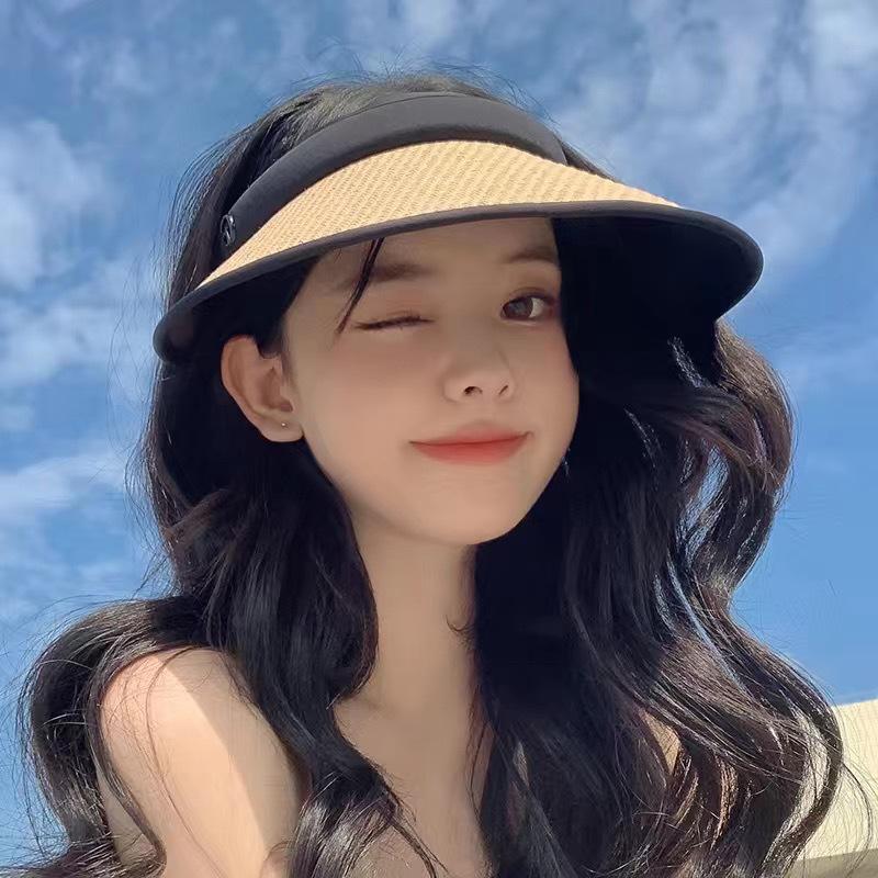 UV eaves empty top sun protection hat women's summer UV protection face cover sun hat men's cycling travel sun hat tide