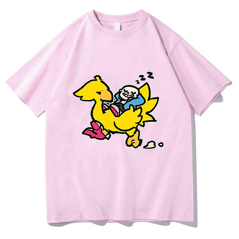 Sans and Chocobo Graphic T-shirts Unisex Fashion Cotton Tshirts Unisex Streetwear Hip Hop Cotton Loose Men/Women T Shirt Clothes
