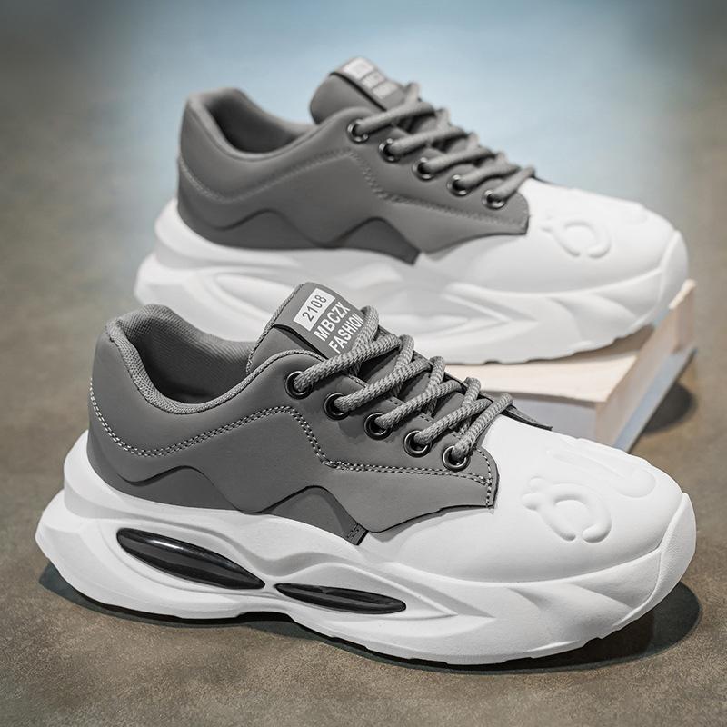 Men Shoes Chunky Sneakers Designer Soft Sole Sport Shoes Fashion Casual Microfiber Leather Height Increased Platform Sneakers