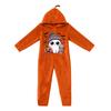 Women's Halloween Printed Flannel Romper Jumpsuit for Holiday Party and Loungewear