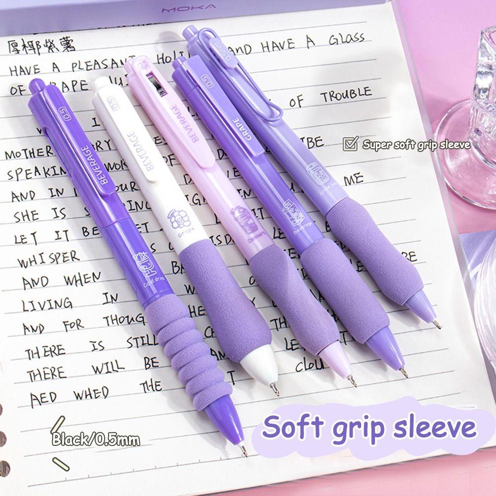5PCS/Set Soft Grip Black Pen Quick Drying Ballpoint Pen Cartoon Neutral Pen Students