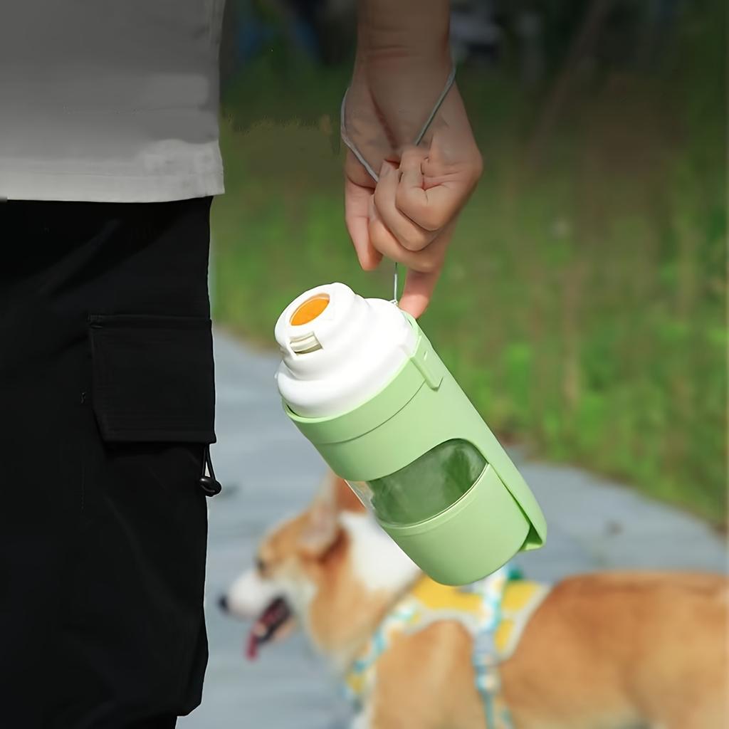 Portable Dog Water Bottle with Food Container, Outdoor Travel Water Cup for Dogs, Plastic Material, Easy To Carry for Hiking and Pet Trips
