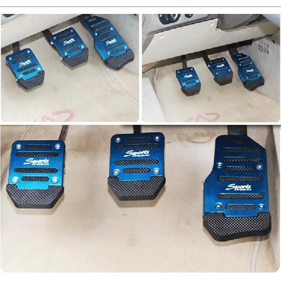 Universelle Auto-Pedalabdeckung Aluminium Automatikgetriebe Bremse Kraftstoff Gas Fußauflage Set Kit Pedale Rot Blau Silber Rutschfest Werkzeuge