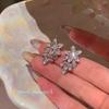 Super Flash Zircon Flower Fringed Stud Earrings Women'S Light Luxury High Sense Exquisite Elegance Personalized Fashion Versatile Earrings