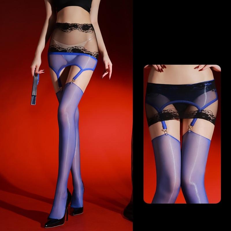 Women Sexy Stockings With Garter Belt Wrap Buttocks Skirts Ultra-Thin Oil Shiny Socks Exotic Lingerie Transparent Pantyhose
