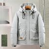 Men's Hooded Rain and Cold Resistant Winter Jacket Thickened Warm Lightweight Casual Loose Comfortable Cotton Jacket Punching Jacket