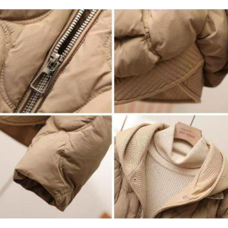 Vêtements d'hiver en coton tricoté à capuche pour femmes, vêtements courts, amples et épais